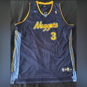 Allen Iverson Denver Nuggets #3 Blue Adidas Sewn Jersey Men’s XXL +2